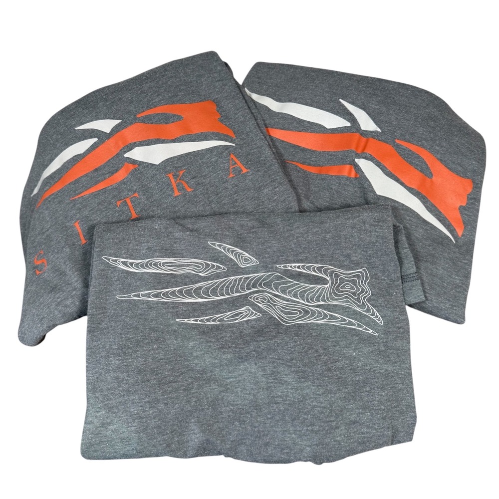 Sitka Graphic T-Shirt Bundle Mens Medium Gray 3 Pack Long‎ Short Sleeve Logo Tee